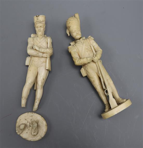 Two Dieppe ivory figures of Napoleonic soldiers